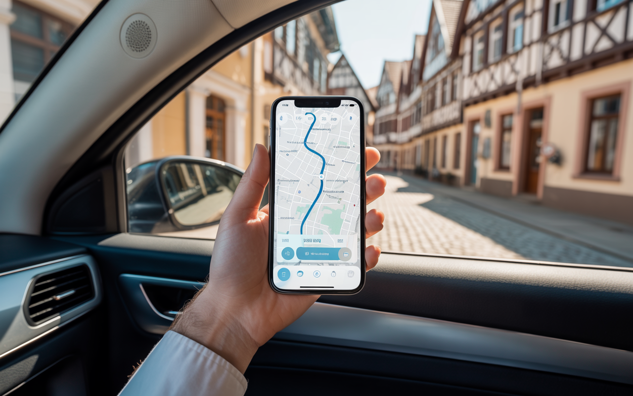 Route detail with map and distance, right from the car