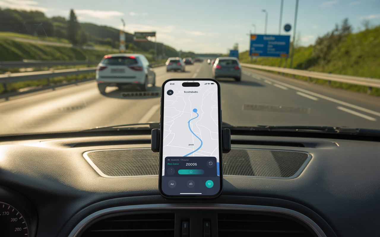 Live trip tracking on the road — hands-free, always on